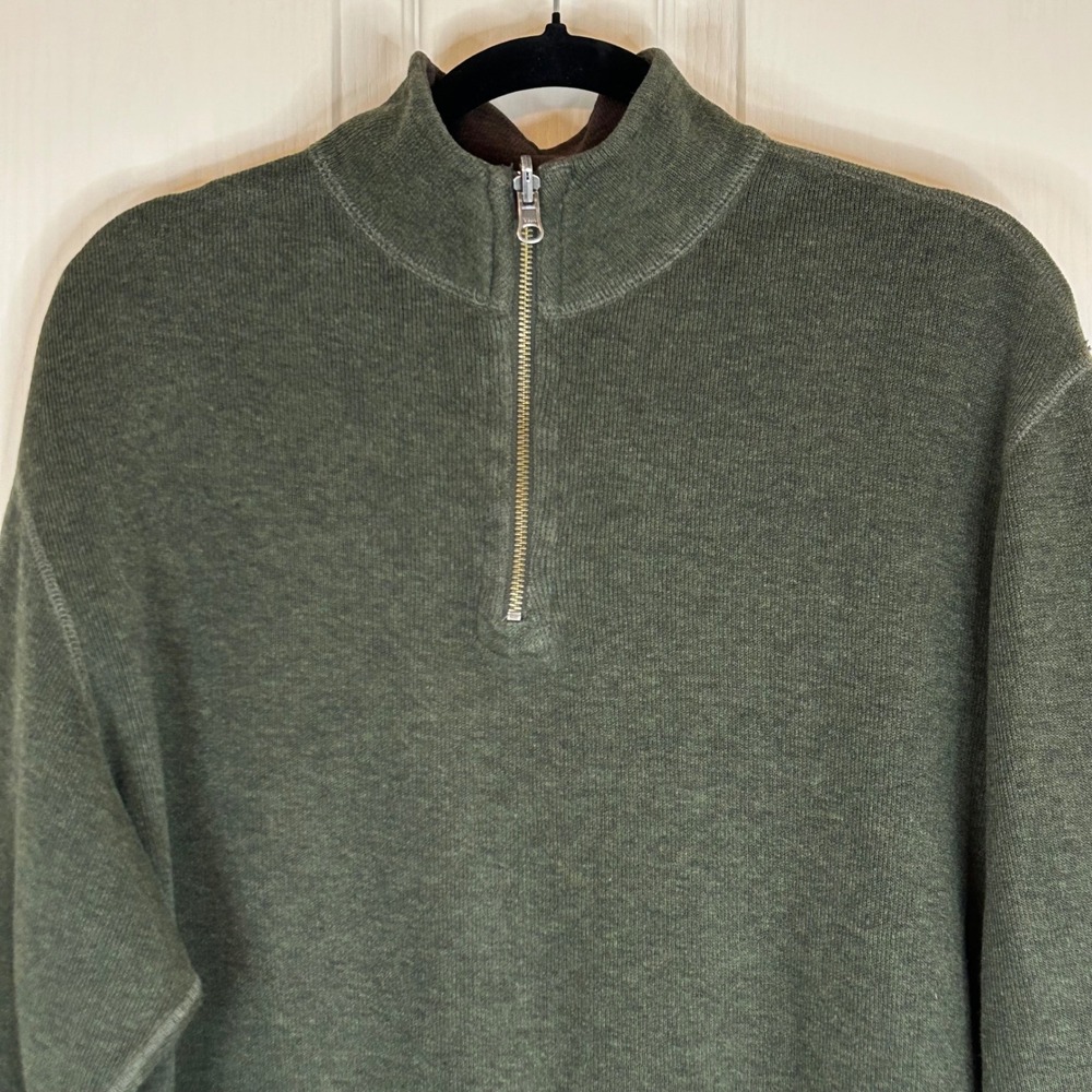 CREMIEUX Mens XL Green/Brown Reverseable 1/4 Zip Mock Neck Sweater Pullover LS - Picture 3 of 10